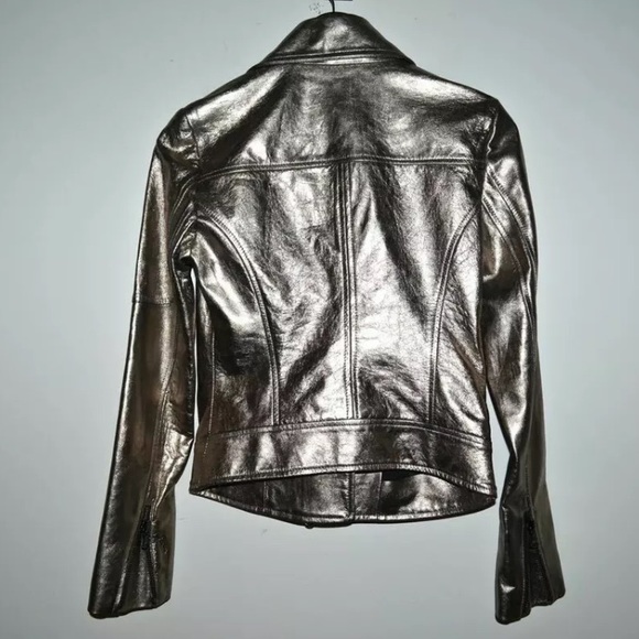 VERONICA BEARD Metallic MICA Leather Moto Jacket - Picture 6 of 8